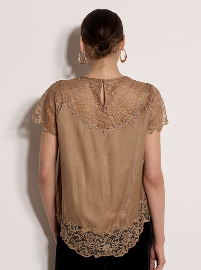 Lace Insert Satin Scarf Top