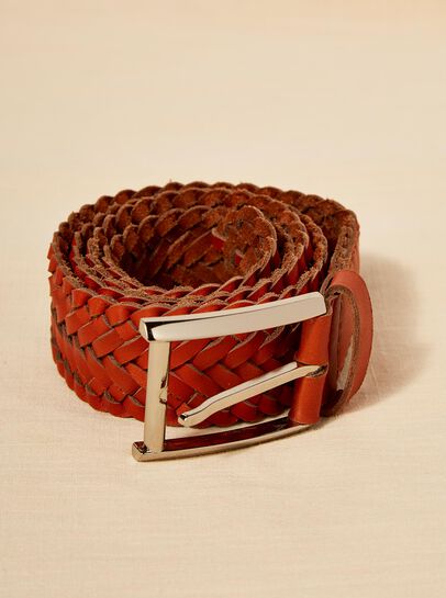 Tan Leather Braided Belt