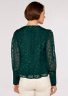Jacquard Dot Chiffon Blouse, Green, large