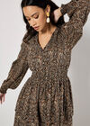 Batik Print Tiered Mini Dress, Rust, large