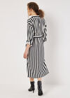 Monochrome Stripe Shirt Midi Dress, Black, large