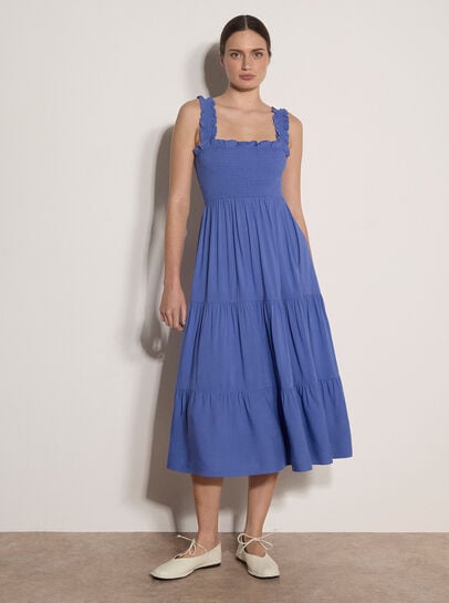 Smock Tiered Midi Dress