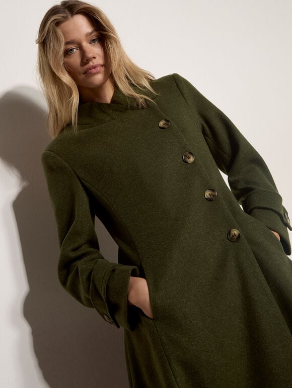 Tailored Utility Coat, Khaki, large