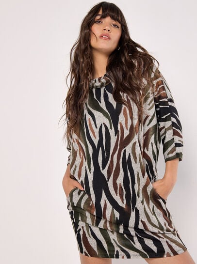 Zebra Soft Touch Cocoon Mini Dress