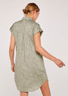 Linen Utility Dress, Khaki, large