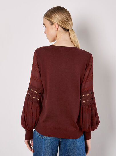 Contrast Chiffon Sleeves Jumper