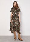 Sarasa Floral Shirt Midi Dress, Khaki, large