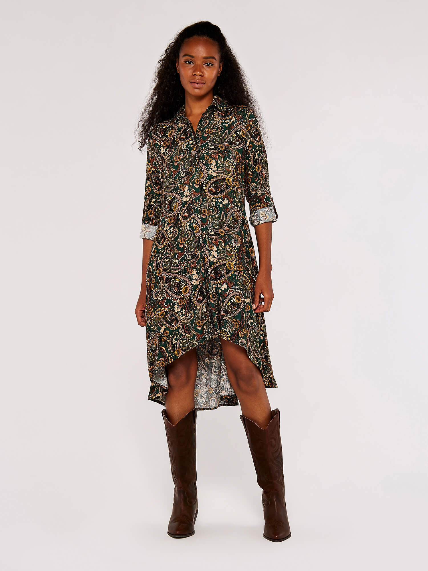 Mini Robe Chemise A Motif Cachemire Vetements Apricot