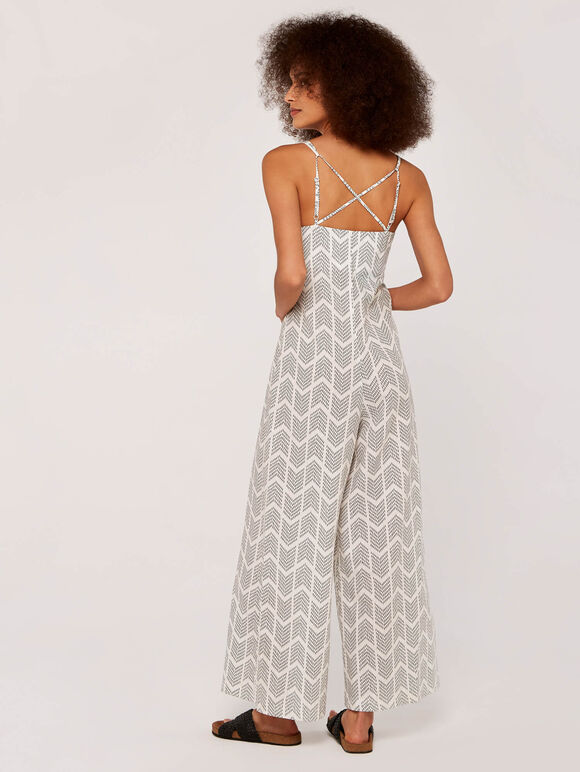 Geo  Wide Leg Jumpsuit, Cream, large