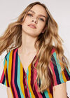 Vertical Striped Buttoned Top, Mustard, large