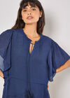 Ruffle Tiered Tunic Top, Navy, large