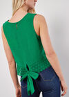 Cotton Lace Bow Top, Green, large