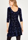 Floral Devore Skater Dress, Navy, large