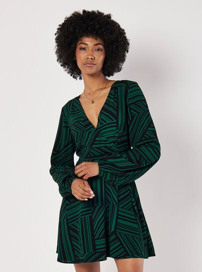 Mixed Stripes Mini Wrap Dress