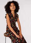 Painterly Floral Midi Dress, Black, large