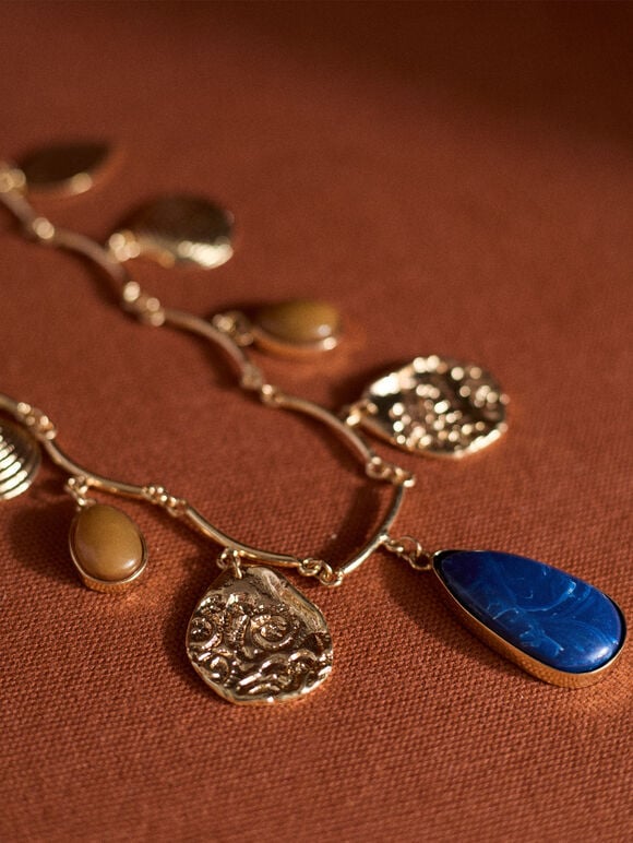 Stone Pendant Gold Tone Necklace, Assorted, large