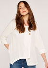 Triple Button Asymmetric Top, Cream, large