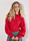 Twist Cable Knit Jumper, Red, large