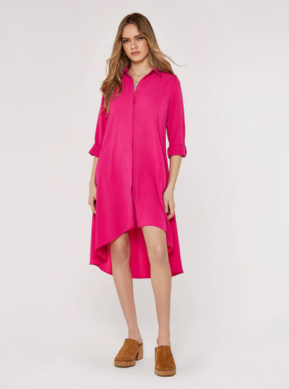 High-Low Hem Shirt Mini Dress