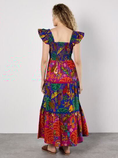Colour Pop Parrot Print Maxi Dress