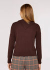 Button Neck Textured Jumper, Brown, large
