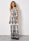 Floral Border Trousers, Stone, large