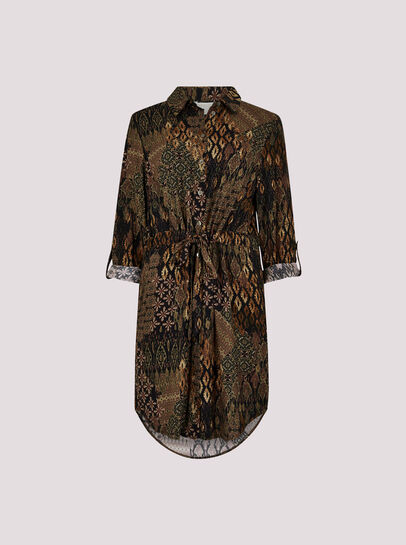 Patchwork Ikat Shirt Mini Dress