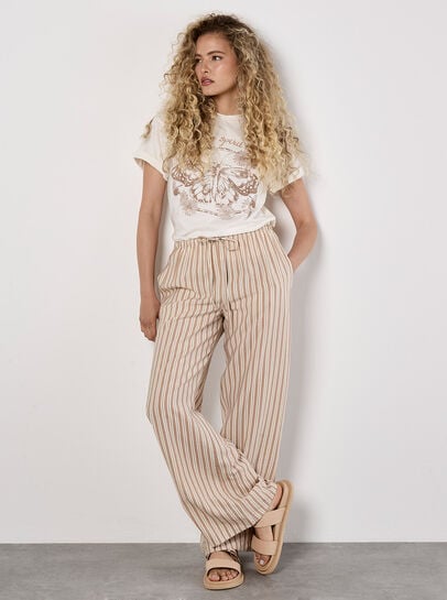 Wide Leg Stripe Trousers
