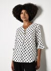 Polka Dot Bell Sleeve Blouse, Black, large