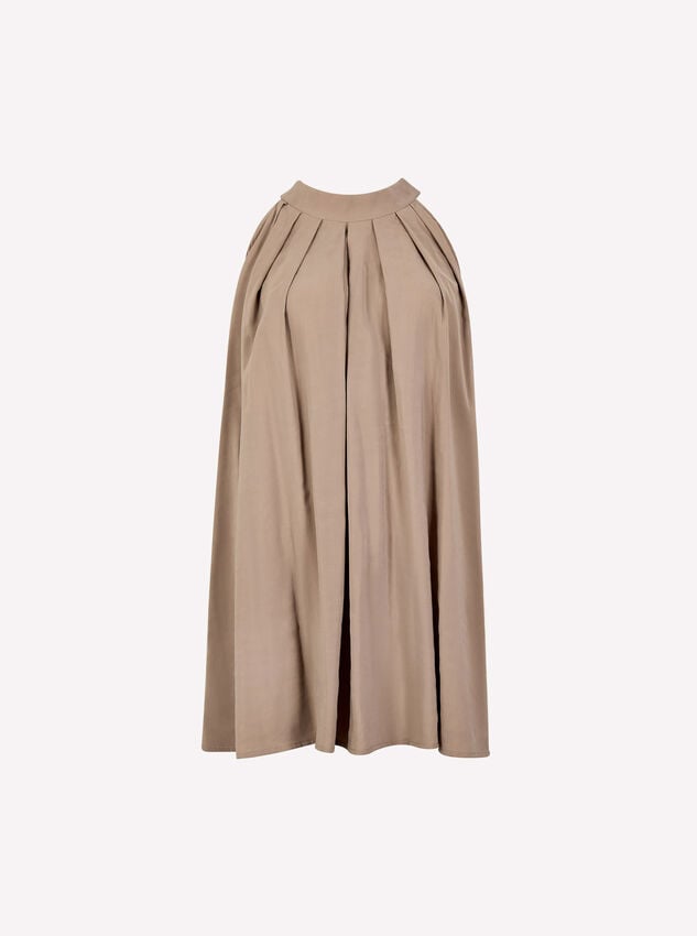 Soft Pleat Tunic Top, Stone, large