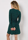 Polka Dot Wrap Ruched Mini Dress, Green, large