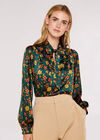 Floral Pussy Bow Blouse, Green, large