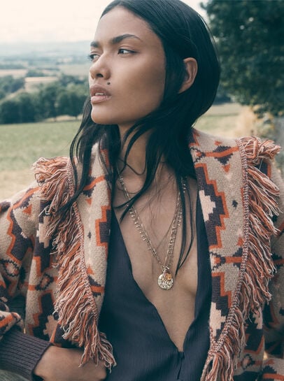 Hammered Coin And Stone Necklace