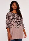 Curve Leopard And Zebra Batwing Top, Pink, large