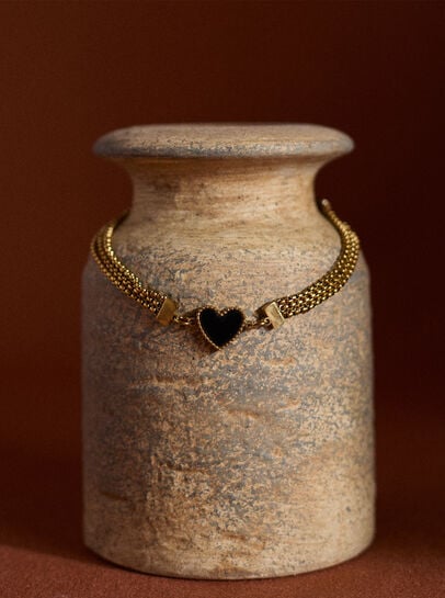 Multi Chain Heart Gold Tone Bracelet