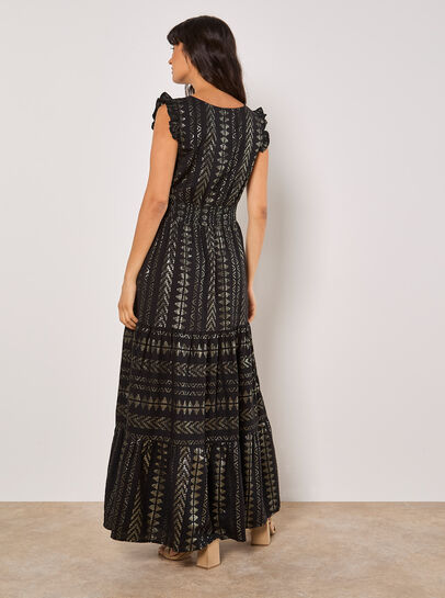 Metallic Embroidered Maxi Dress