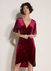 Velvet Wrap Mini Dress, Burgundy, large