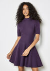 Fit And Flare Ribbed Knit Mini Dress, Purple, large