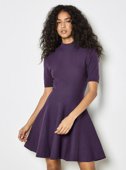 Fit And Flare Ribbed Knit Mini Dress
