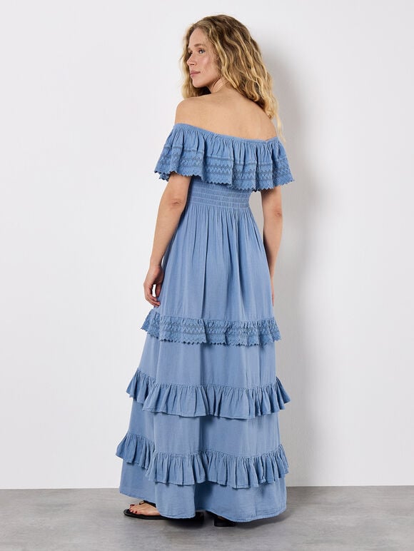 Bardot Lace Detail Maxi Dress, Blue, large