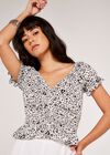 Animal Print Cropped Top, Cream, large