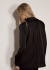 Oversized Satin Shirt, Black, large