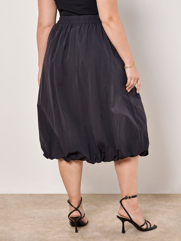 Curve Puffball Midi Skirt, Black, large
