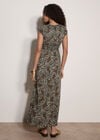 Rustic Leaf Print Smocked Maxi Dress, Green, large