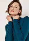 Ruched Knit Midi Dress, Teal, large