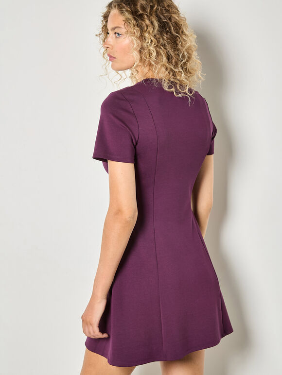 Fit And Flare Jersey Mini Dress, Purple, large