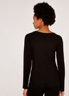 Ribbed Jumper with Gold Buttons, Black, large