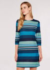 Striped Shift Dress, Navy, large