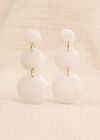Circle Beads Drop Earrings, White, large