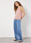 Floral Embroidery Crochet Cotton Top, Pink, large